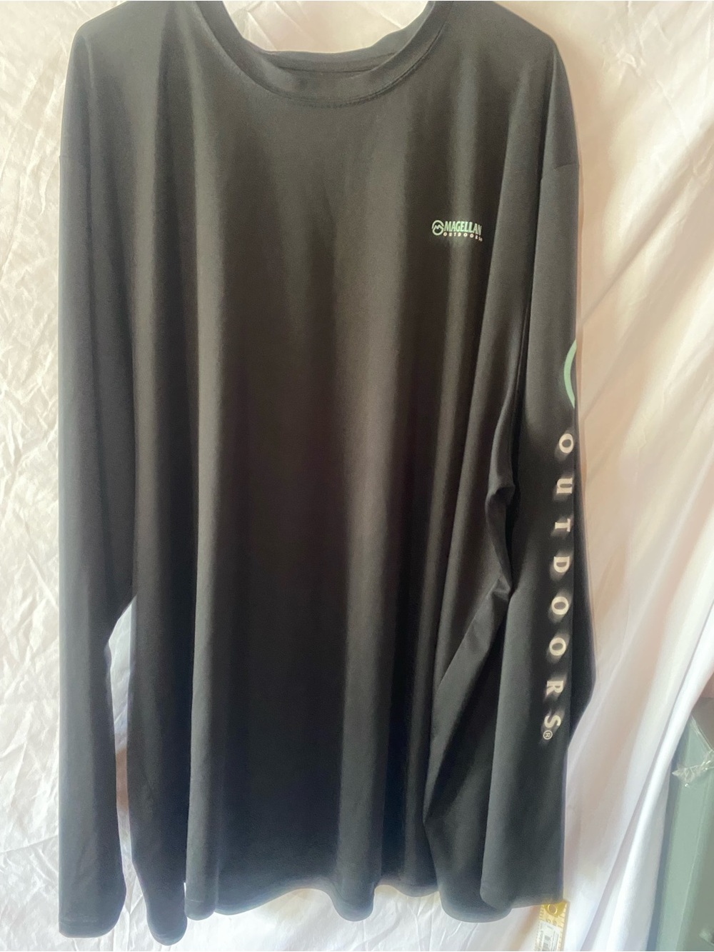Magellan Outdoors Black Long-Sleeve Performance Shirt with Mint Accents